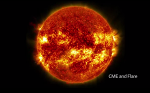 How do you tell the difference between a flare and a CME in NASA images? Flares look like bright flashes of light on the sun. Coronal mass ejections look like clouds zooming out into space. (Courtesy NASA/SDO/ESA/SOHO/Nune)