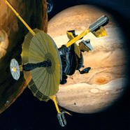 An artist's rendering of the Galileo spacecraft. (Courtesy NASA)