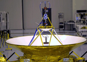 The antenna on the New Horizons spacecraft. (Courtesy NASA)