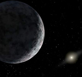 In this artist's rendering, the Sun appears dim from Pluto. (Courtesy NASA)