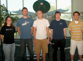 The SDC student team has changed over the length of the New Horizons mission. Here, the second generation of SDC students, responsible for the design, development, and calibration of SDC, are pictured in the LASP lobby. (Courtesy LASP)