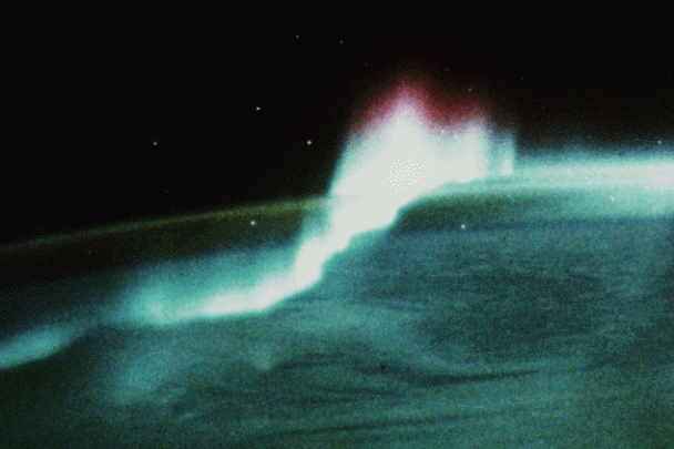 Aurora photograph from the Space Shuttle (image courtesy of R. Overmyer)