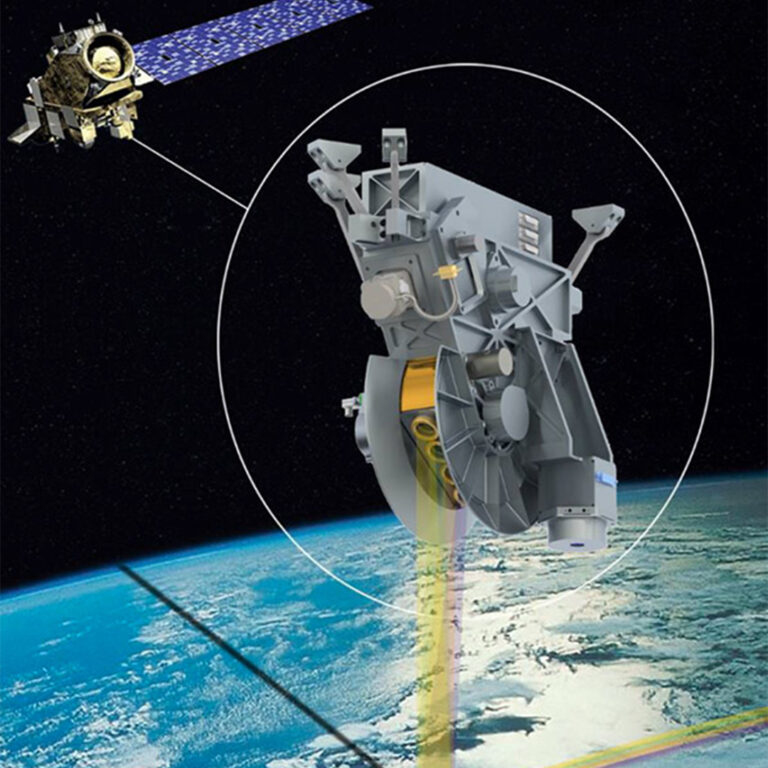 Artist's drawing of the LIbera instrument making measurements above Earth's surface