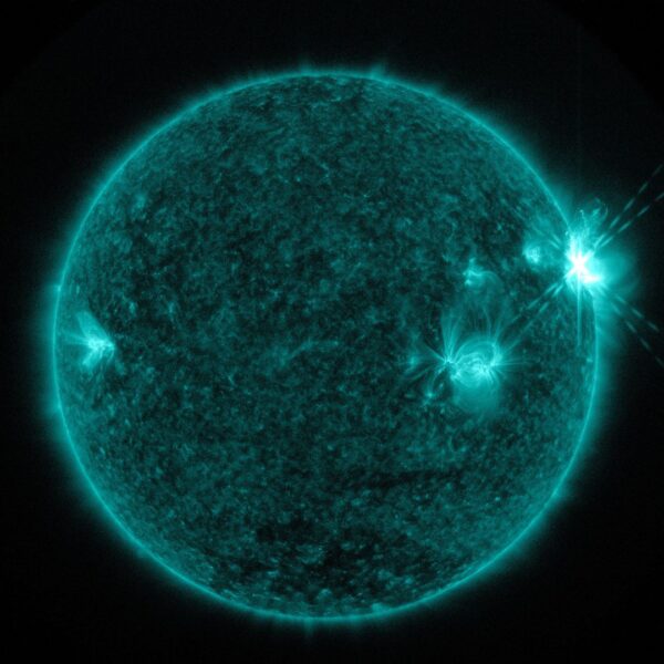 A solar flare erupting from the Sun