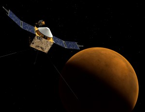 Artist's concept of MAVEN in orbit at Mars