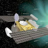 An artist's rendering of the Stardust spacecraft. (Courtesy NASA/JPL)
