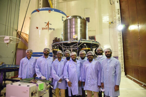 Students from the partner universities after integrating INSPIRESat-1 onto the launch vehicle