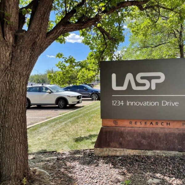 The LASP sign outside the main building