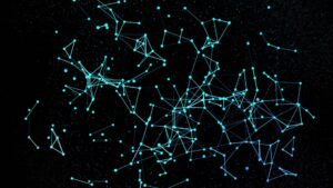 Graphic showing starts connecting to form constellations in the night sky