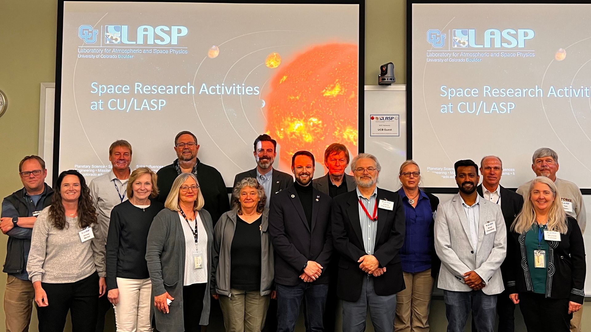 In April 2024, leaders of NASA's Heliophysics Division visited LASP, toured the facilities, and met with senior leadership, scientists and students. Credit: LASP