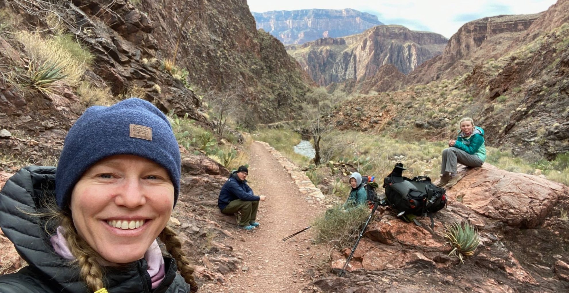 Robyn Wing and her family taking a break on a backpacking trip in the Grand Canyon. Credit: Robyn Wing